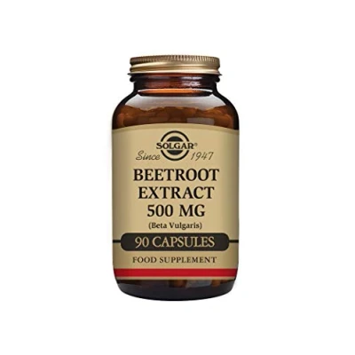 Image of Solgar Beetroot Extract 500 mg Vegetable Capsules Pack of 90 Supports Red Blood Cell Production Naturally Sourced Vegan, Kosher and Gluten Free