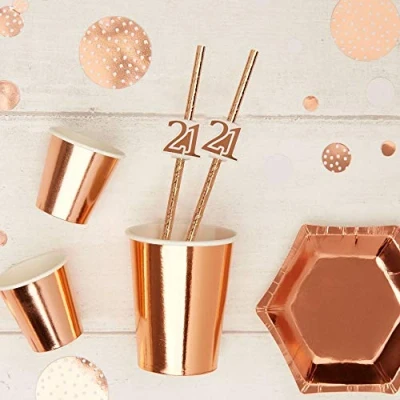 Image of Neviti 778357 Paper Straws, Rose Gold