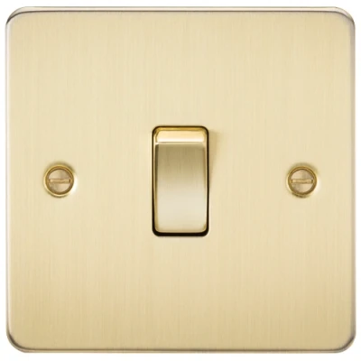 Image of KnightsBridge Flat Plate 10AX 1G Intermediate Switch Brushed Brass