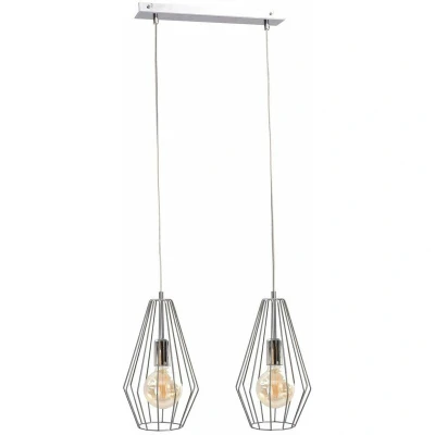 Image of Lex Bar Pendant Ceiling Light Silver, 50cm, 2x E27