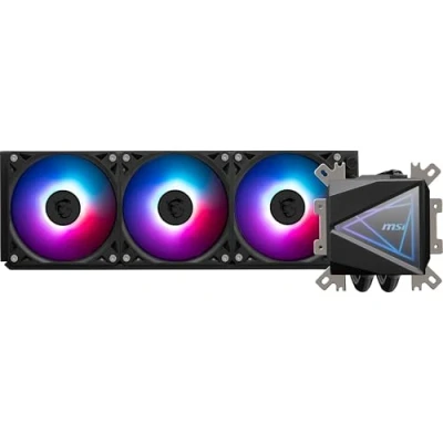 Image of MSI MAG CORELIQUID I360 AIO CPU Liquid Cooler Enlarged Copper Cold Plate, ARGB Blockhead &amp; LDB Fans, Dual Chamber Water Block, Split Flow Radiator, Mystic Light Supported Intel AMD Compatible