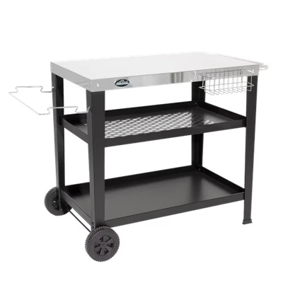 Image of Dellonda Barbecue/Plancha Trolley for Outdoor Grilling/Cooking with Utensil Holder, Stainless Steel DG263