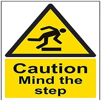 Image of V Safety Caution Mind The Step Warning Sign 200mm x 300mm 1mm Rigid Plastic