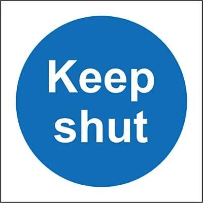 Image of Keep shut door Safety sign Self adhesive sticker 100mm x