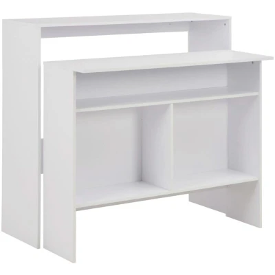 Image of vidaXL Bar Table with 2 Tops White 130x40x120 cm