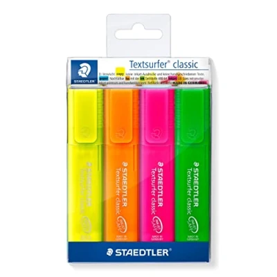 Image of STAEDTLER 364 P WP4 Textsurfer Classic Rainbow Colours Highlighter Promotion Case Pack of 3 + 1 Free