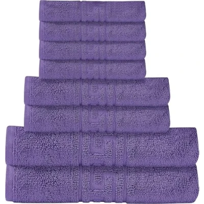 Image of DTEX HOMES 8 Piece Towel Set 100% Egyptian Cotton 600 GSM, 2 Bath Towels, Hand 4 Washcloths Purple