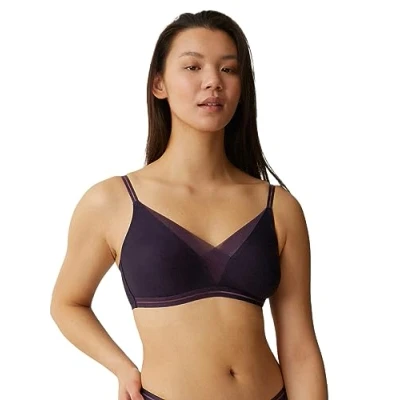 Image of Naturana Soft Feel Good Bra with Mesh Detail Cozy Wireless Women&#039;s Supportive 38 Plum B