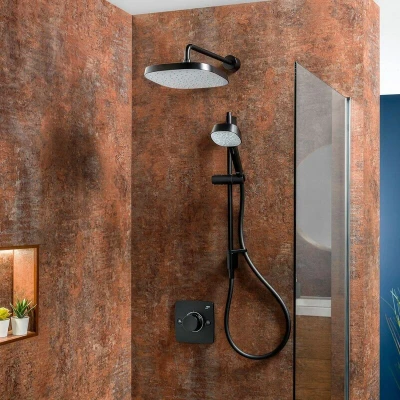 Image of Mira Evoco Dual Thermostatic Mixer Shower with Adjustable &amp; Fixed Heads Matt Black 1.1967.003