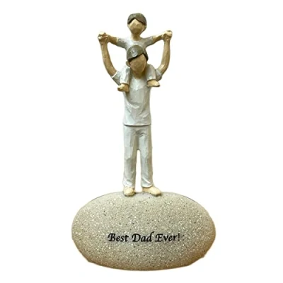 Image of Father Angel Stone Best Dad Ever Resin Fairy Sentiment Message Ornament Gift A (Best Ever)