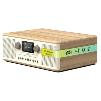 Image of Pure Classic C D6 Music System (CD Player, DAB+/FM, Bluetooth, AUX, USB, Alarm Sleep Timer) Cotton White/Oak