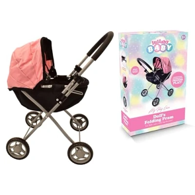 Image of KandyToys Children’s Baby Pram Kids Toys Pink Adjustable Canopy and Easy to Fold Store