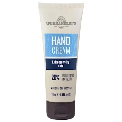 Image of Workaholic&#039;s Cracked Hands Repair Cream Hand for Very Dry Hands, Rich Skin Moisturiser Barrier with 20% Hyaluronic Acid, Shea Butter, and Glycerin, 75ml