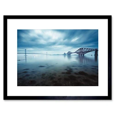 Image of Wee Blue Coo Forth Bridges Edinburgh Scotland Picture Framed Wall Art Print