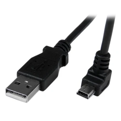 Image of StarTech.com Down Angle Mini USB Cable 2m Black A to B Charger (USBAMB2MD)