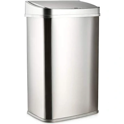 Image of NETTA 50L Sensor Bin for Kitchen Large Touch Free Automatic Motion Waste Rubbish Bin, Dustbin, Trash Can Rectangular Stainless Steel Silver 50 Litre