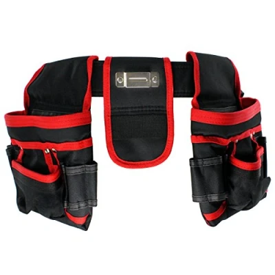 Image of Spares2go 20 Pocket Double Tool Belt Heavy Duty Joiners Carpenter Builders Nails Pouch