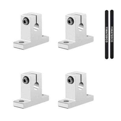 Image of YIMATEECO Linear Rail Limit Fixing Guide Support, 4 Pack SK12 Aluminum Alloy Shaft Support Bracket Mount Block Stopper, Vertical Optical Axis for 12mm Motion (SK12)