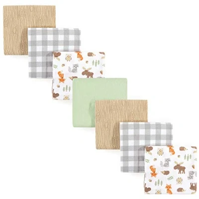 Image of Hudson Baby Unisex Cotton Flannel Receiving Blankets, 7 Pack, Woodland, One Size