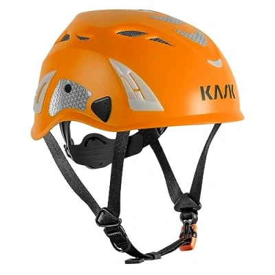 Image of KASK Superplasma HI VIZ Safety Helmet with Rotating Wheel, Reflective Stripes, EN 397, Colour: Orange