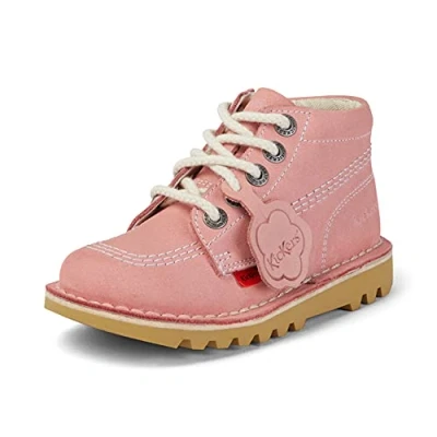 Image of Kickers Unisex Kids Kick Hi Classic Ankle Boots With Zip Extra Comfortable Added Durability Premium Quality Boot, Pink, 11 UK Child