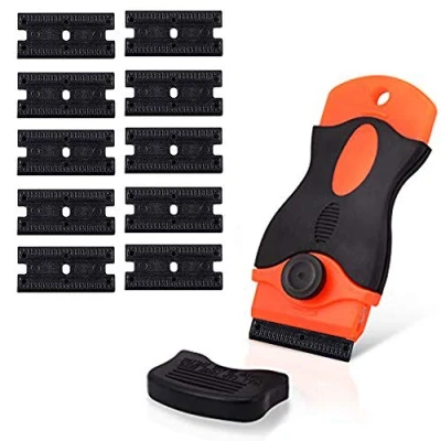 Image of CANOPUS Plastic Razor Scraper Tool Non Scratch with 10 Double Edged Blades, Glass Scraper, for Scraping Stickers, Labels and Decals from Glass, Windshields