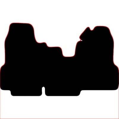Image of Carsio Carpet Van Cab Mats For Ford Transit 2006 2010 Tailored Fit Floor Mat Set Complete Accessory Black Custom Fitted All Weather, Anti Slip Backing &amp; Red Trim
