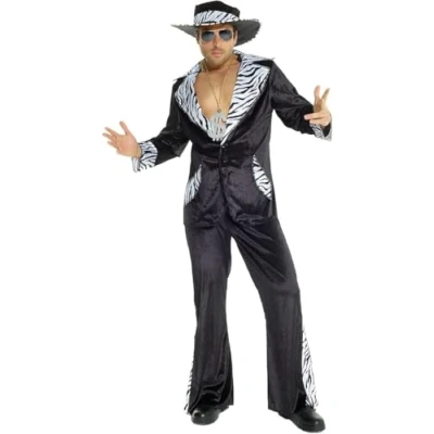 Image of Morph Black Mens Pimp Costume Men Fancy Dress 70s Vegas Outfit Halloween X Large