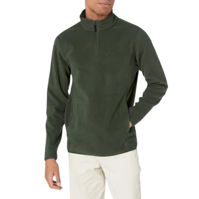 Image of Amazon Essentials Men&#039;s Quarter Zip Polar Fleece Jacket, Forest Green, S