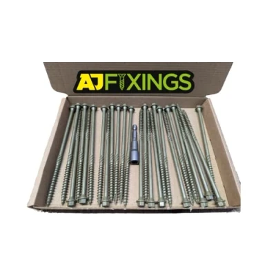 Image of Box 25 AJFixings Timber Hex Head Exterior Green Decking Frame Fixing Screws (150mm)
