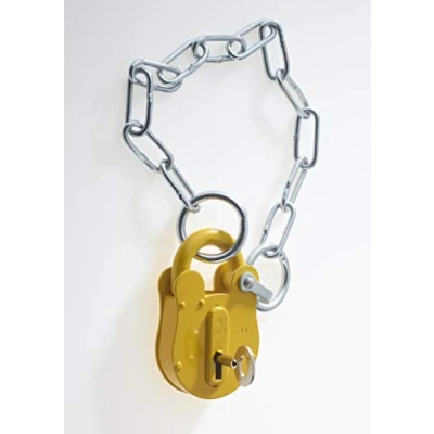 Image of FB14 Yellow Chain Type London Fire Brigade Padlock Supplied with 1 Key
