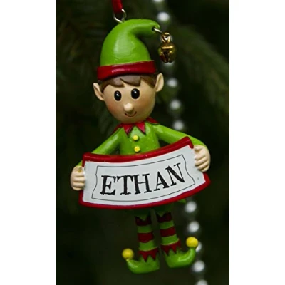 Image of Boxer Gifts Ethan Elf Christmas Tree Decoration Xmas Bauble Ornament Gift One for The Whole Family, Ceramic, Multi Colour, 8 x 4.5 2 cm