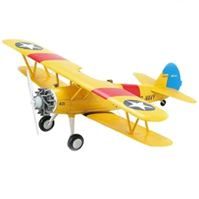 Image of Revell Model Set 64676 Stearman Kaydet 1:72 Scale Unbuilt/Unpainted Plastic Kit with Contacta Professional Glue, Paintbrush &amp; Selected Aqua Color Paints