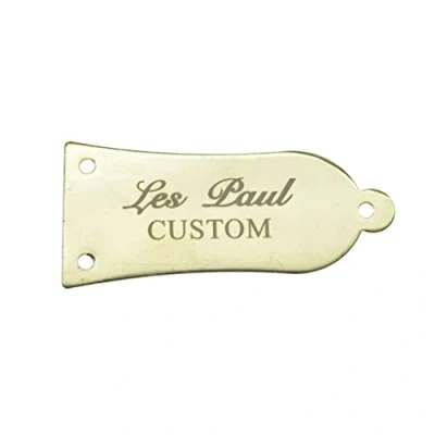 Image of 3 Hole 1 Ply Metal Guitar Truss Rod Cover with White Letters CUSTOM Printed Iron for Epiphone Les Paul LP/SG/ES Gold
