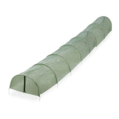 Image of Relaxdays Grow Tunnel, 5 m Long, PE Plastic with Zip, Plant Greenhouse, 8 Arches, Polytunnel, Seedling Protection, Green