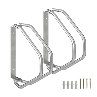 Image of Relaxdays 2x Wall Mounted Bicycle Stand, Sturdy Steel, 180 Swivelling Bike Holder, Space Saving Single Parker, Silver
