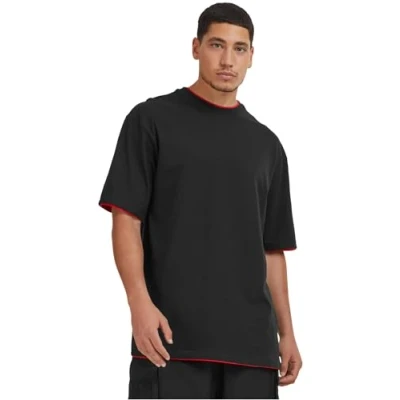 Image of Urban Classics Basic Tshirt, Men&#039;s, Size: 5XL, Black/red