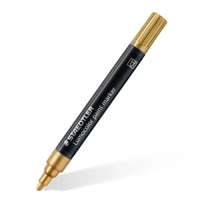 Image of STAEDTLER 349 11 Lumocolor Acrylic Paint Markers, 2.4mm Line Width Gold (Box of 10)
