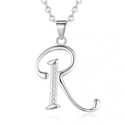 Image of VIKI LYNN Initial Pendant 925 Sterling Silver Letter Necklace with Cubic Zirconia Personalised Gifts for Women Ladies Girls