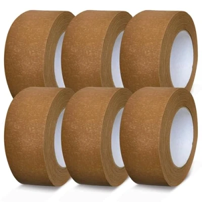 Image of G4GOODS® 6 Rolls of 50mm x 50m Kraft Paper Tape Self Adhesive Brown 100% Recyclable Parcel Roll Ideal for Sealing Moving Boxes &amp; Sustainable Packaging Solutions