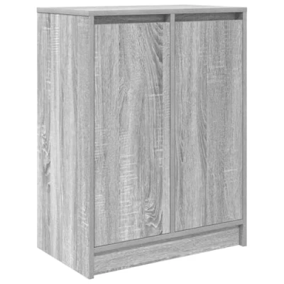 Image of vidaXL Shoe Cabinet Engineered Wood Rack, Grey Sonoma, 57x34x76 cm with Doors/Freestanding Cupboard for Entryway/Bedroom