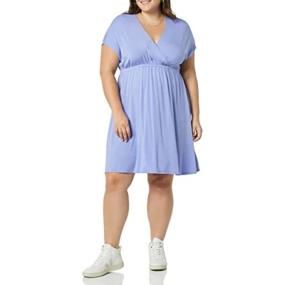 Image of Amazon Essentials Women&#039;s Surplice Dress (Available in Plus Size), Soft Violet, XS