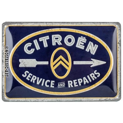 Image of Nostalgic Art Citroen Service &amp; Gift Idea for Car Fans Metal Vintage Design Decoration 20x30cm