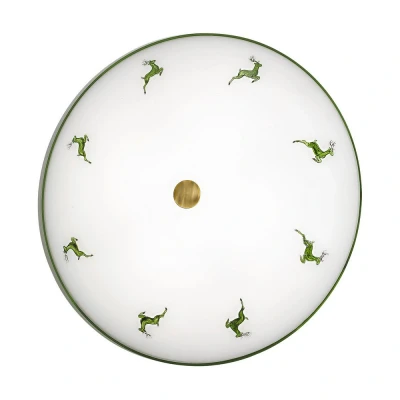Image of Nonna Cottage Style Glass Patterned Flush Ceiling Lamp Antique Brass, 4x E27