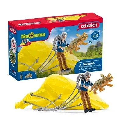 Image of SCHLEICH 41471 Parachute Rescue Dinosaurs Toy Playset for children aged 4 12 Years, Yellow