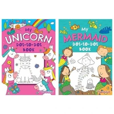 Image of Squiggle P2256 My Unicorn &amp; Mermaid A4 Dot to Colouring Books Set of 2