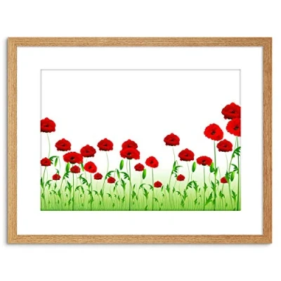 Image of Wee Blue Coo PAINTING ILLUSTRATION POPPY FIELD FLOWERS RED FRAMED PRINT F97X4765