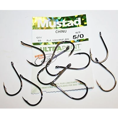 Image of Mustad Fishing NEW UltraPoint Ringed Chinu Hook Size 5/0 Pack of 10