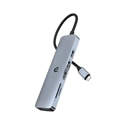 Image of HOPDAY USB C Hub, 6 in 1 Adapter for MacBook Air/Pro, Dual Display 12K HDMI Docking Station