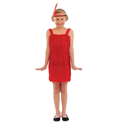 Image of Fun Shack World Book Day Costumes for Girls, Red Kids Flapper Dress Girl Fancy Dress, X Large